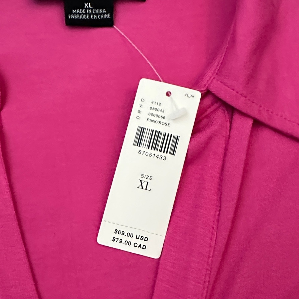 NWT From Anthropologie- XL Sanctuary Dream Vibrant Pink Ruched Button up top - Picture 3 of 12